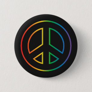 Neon Rainbow Peace Sign Button