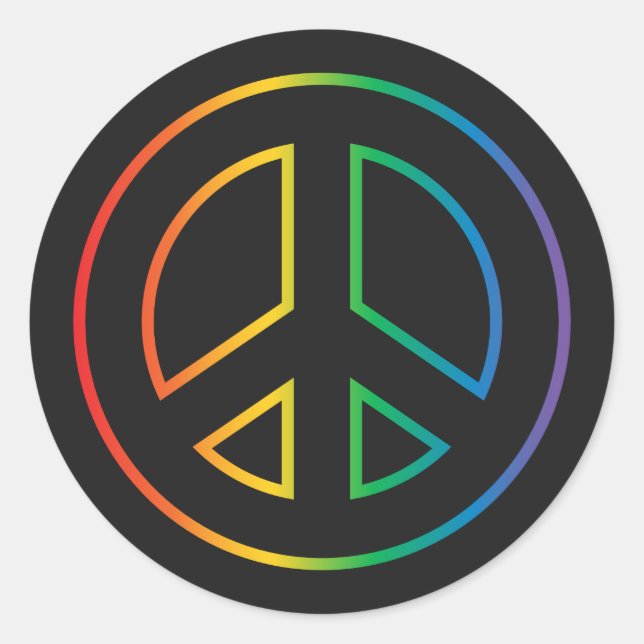 Neon Rainbow Peace Sign Runder Aufkleber (Vorderseite)
