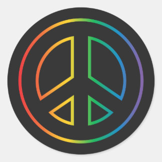 Neon Rainbow Peace Sign Runder Aufkleber