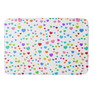 Neon Rainbow Pink Hearts Pattern Art Badematte