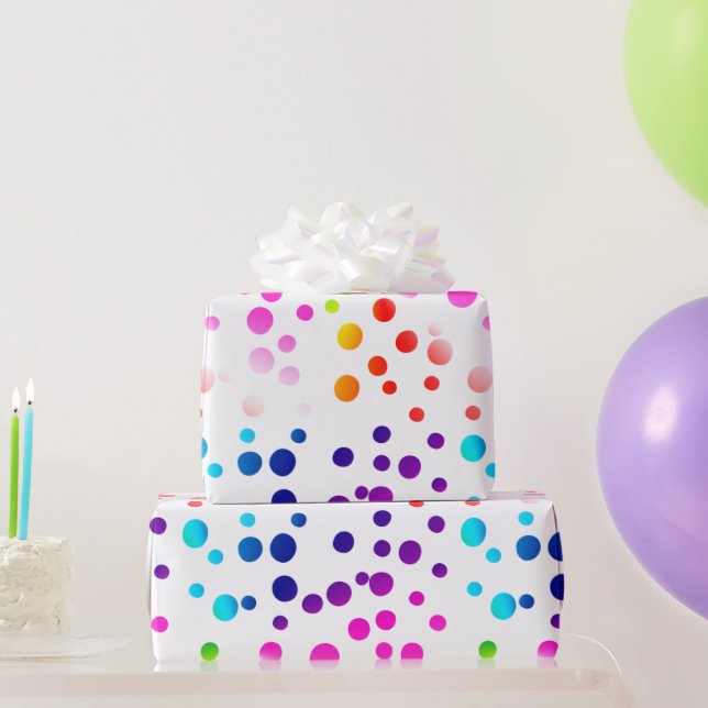 Neon Rainbow Polka Dots Geschenkpapier (Partygeschenke)