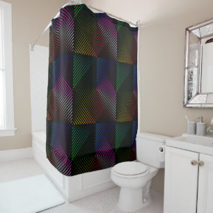 Neon Rainbow Prism Squares auf schwarz Duschvorhang
