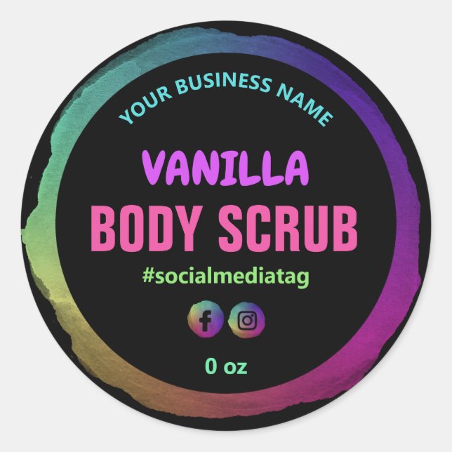 Neon Rainbow Product Labels Runder Aufkleber (Vorderseite)