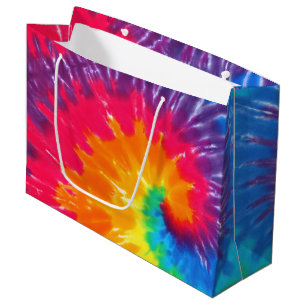 Neon Rainbow Retro Gefärbte Krawatte Design Große Geschenktüte