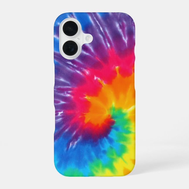 Neon Rainbow Retro Gefärbte Krawatte Design iPhone 16 Hülle (Rückseite)