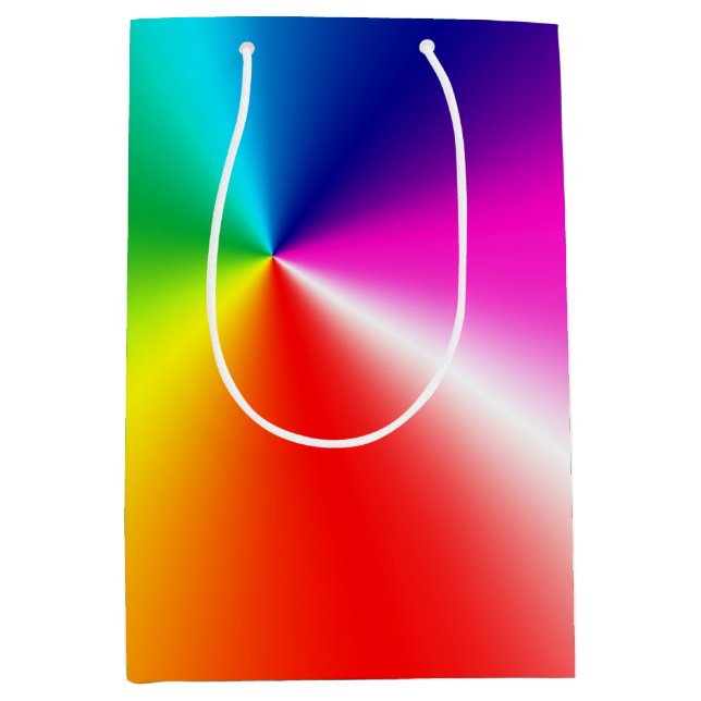 Neon Rainbow Spectrum Abstrakt Mittlere Geschenktüte (Vorderseite)
