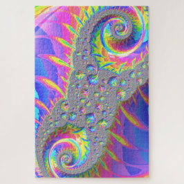 Neon Rainbow Spirale Fraktal Abstrakte Digitale Ku Puzzle