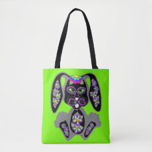 Neon Rainbow Sugar Skull Bunny