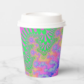 Neon Rainbow Sunburst Pappbecher