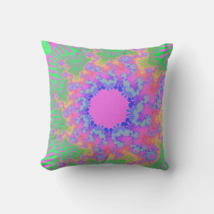 Neon Rainbow Sunburst Throw Kissen