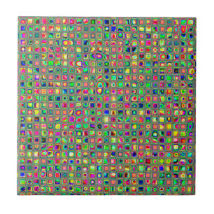 Neon Rainbow Textured Mosaic Tiles Pattern Fliese