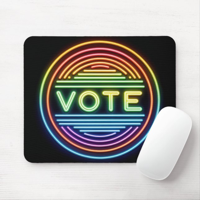 Neon Rainbow Vote Sign Mousepad (Mit Mouse)