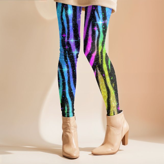 Neon Rainbow Zebra 90er Nostalgie Leggings (Von Creator hochgeladen)