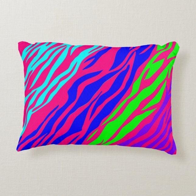 Neon Rainbow Zebra Zierkissen (Rückseite)