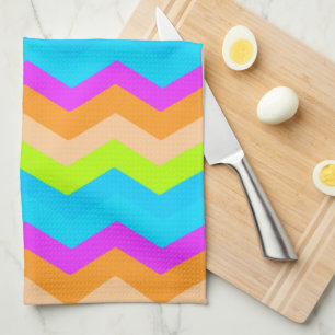 Neon Rainbow Zigzag Geschirrtuch