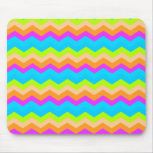 Neon Rainbow Zigzag Mousepad