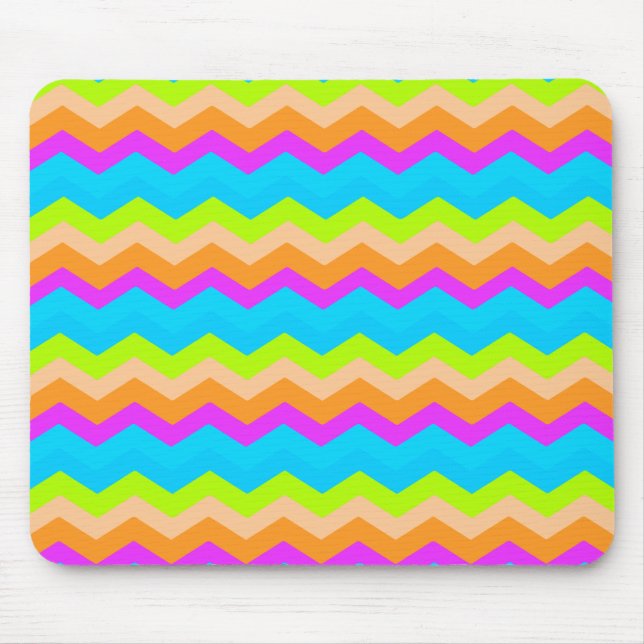 Neon Rainbow Zigzag Mousepad (Vorne)