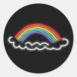 Neon Rainbows Round Stickers (schwarz)