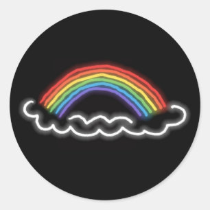 Neon Rainbows Round Stickers (schwarz)
