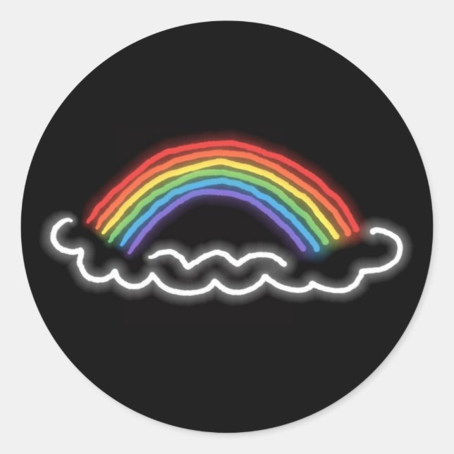 Neon Rainbows Round Stickers (schwarz) (Vorderseite)