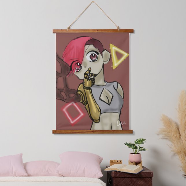 Neon-Rausch Wandteppich Mit Holzrahmen (Schlafzimmer)
