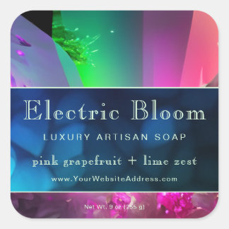 Neon Rave Inspiriert Crystal Artisan Product Label Quadratischer Aufkleber