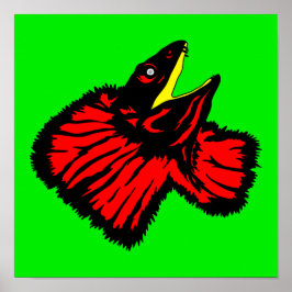 Neon Red Frilled Nackenechard Poster