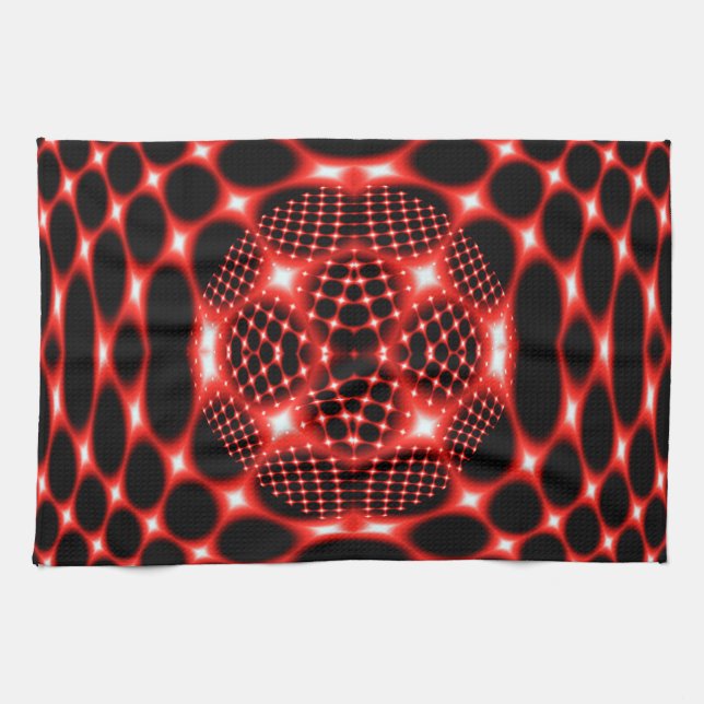 Neon Red Glob Fraktal Geschirrtuch (Horizontal)