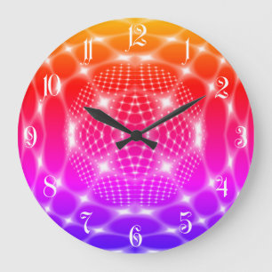 Neon Red Glob Fraktal Große Wanduhr