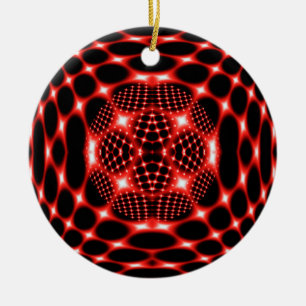 Neon Red Glob Fraktal Keramikornament