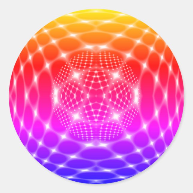 Neon Red Glob Fraktal Runder Aufkleber (Vorderseite)