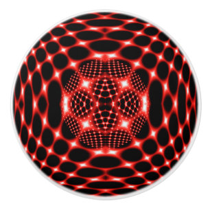 Neon Red Globe Fraktal Keramikknauf