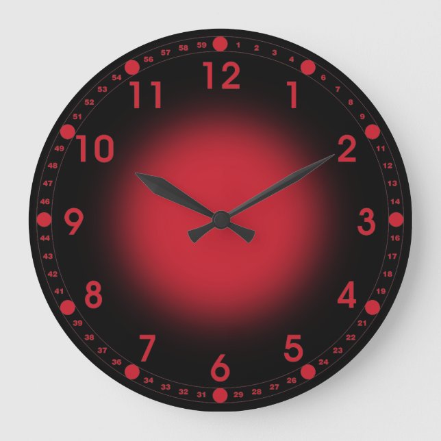 Neon Red Große Wanduhr (Vorderseite)