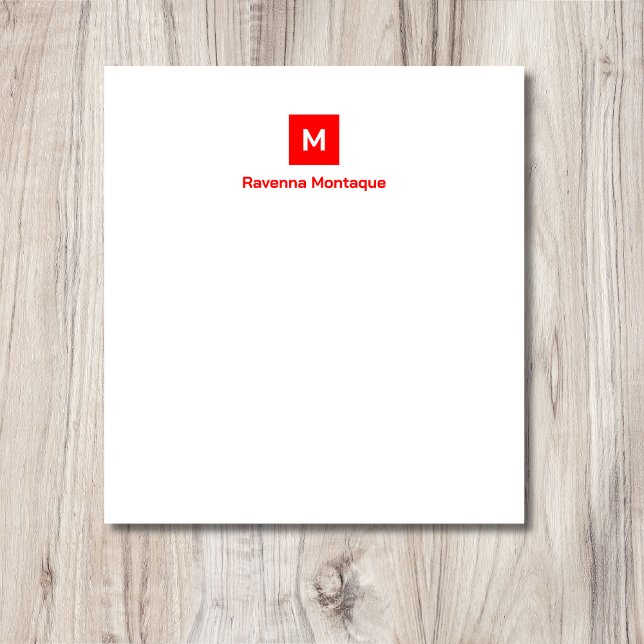 Neon Red Modern Chic Trendy Monogram Name  Notizblock (Von Creator hochgeladen)
