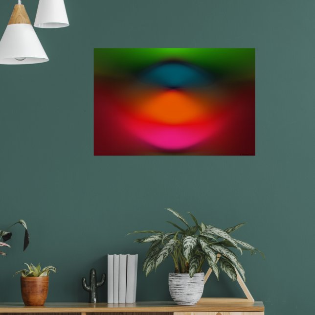 Neon Red Pink Orange Green Abstrakt Poster (Wohnzimmer 1)
