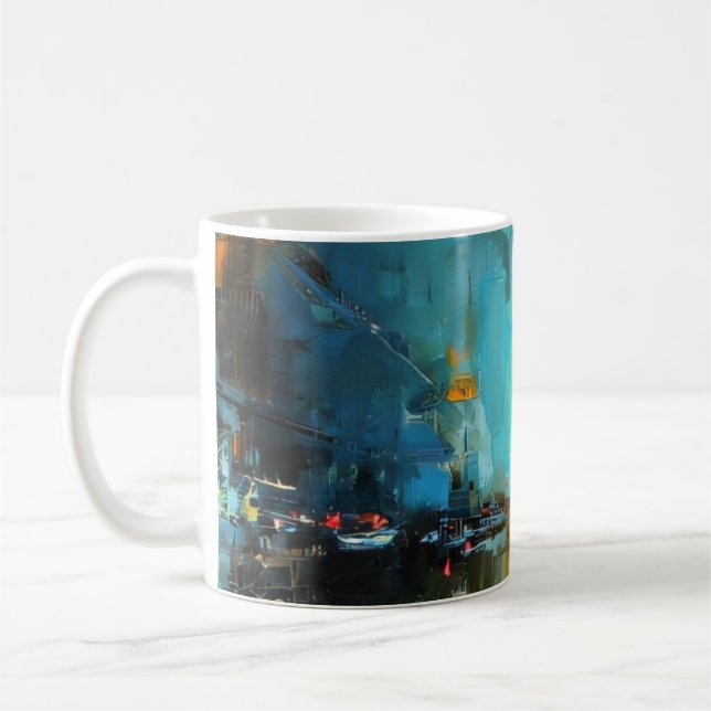 Neon-Regen Stadt Nächte Kaffeetasse (Links)