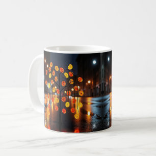 Neon-Regen Stadtlichter Kaffeetasse
