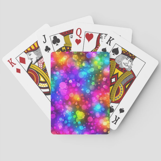 Neon-Regenbogen-Bokeh-Lichter abstrakt Spielkarten (Rückseite)