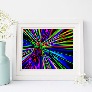 Neon-Regenbogen-Explosion Abstrakte digitale Kunst Poster