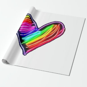 Neon-Regenbogen-Herz-T-Shirt Liebes-Pride-LGBQT-De Geschenkpapier