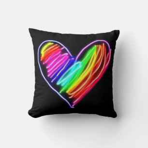 Neon-Regenbogen-Herz-T-Shirt Liebes-Pride-LGBQT-De Kissen