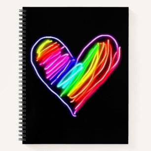Neon-Regenbogen-Herz-T-Shirt Liebes-Pride-LGBQT-De Notizbuch