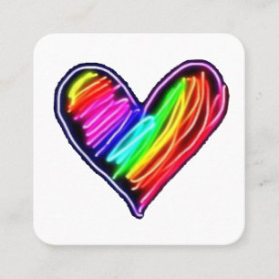 Neon-Regenbogen-Herz-T-Shirt Liebesstolz LGBQT-Dem Quadratische Visitenkarte