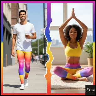 Neon-Regenbogen-Karo-Verlaufs-Blockdruck Leggings