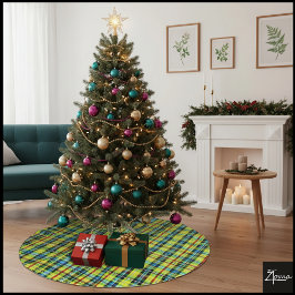 Neon-Regenbogen-Karo-Verlaufs-Blockdruck Polyester Weihnachtsbaumdecke