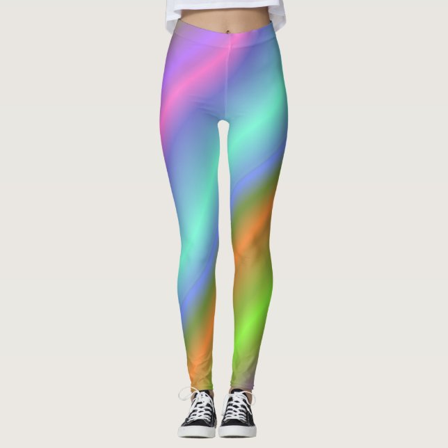 Neon Regenbogen Leggings (Vorderseite)