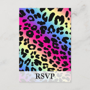 Neon-Regenbogen-Leopard-Muster - Druck RSVP Karte