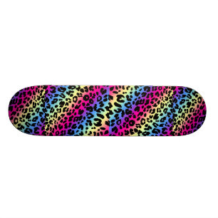 Neon-Regenbogen-Leopard-Muster - Druck Skateboard