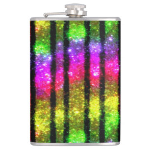 Neon-Regenbogen-Schimmer-Streifen Flachmann