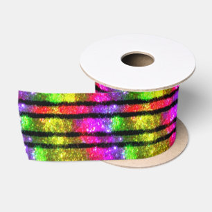 Neon-Regenbogen-Schimmer-Streifen Satinband